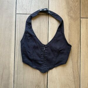 Black Halter Neck Corset Women's Top